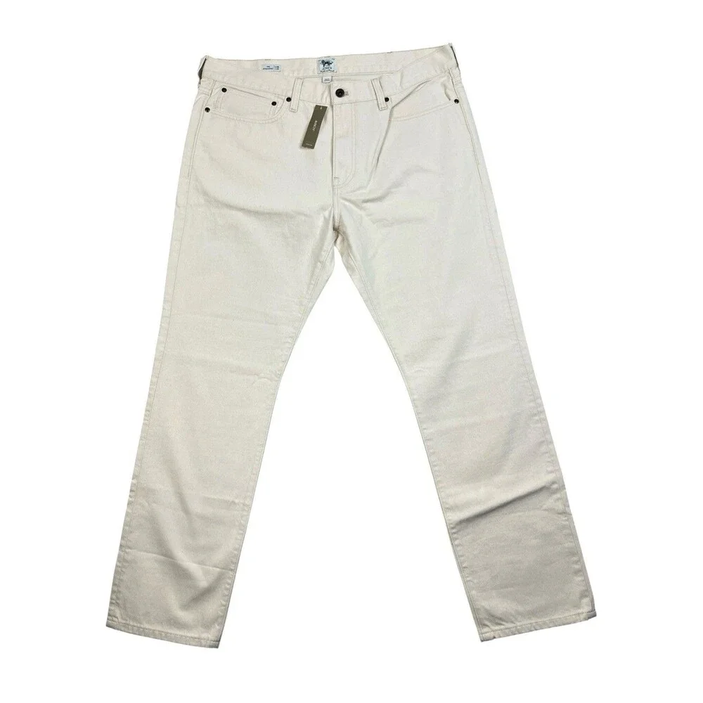 J Crew Jeans Men 38x32 Ivory 770 Straight Fit Natural Seeded Coastal Denim CR372